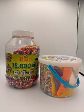 Hama Bundle: 15,000 Bead Jar and Pastel Bead Bucket with Pegboards